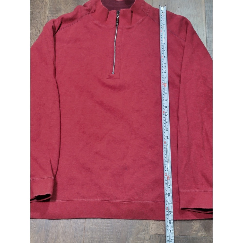 Tommy Bahama Mens Reversible Quarter Zip Pullover Red Burgundy Cotton Sweatshirt